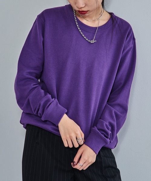 Printstar（プリントスター）の「ライトな厚みが丁度いい【Printstar】premium light crew neck sweat / プレミアム ライトクルーネック スウェット トレーナー 裏毛 裏パイル地 無地 ベーシック 8.4オンス 00219（スウェット・レディース・アイボリー/グレー/ブラック/ホワイト/イエロー/ブルー/ネイビー/グリーン/パープル/ライトベージュ/スカイブルー/バーガンディー/ピンク/レッド/ダークグリーン・L/XL/S/M/2XL）」の11枚目の写真