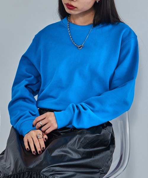 Printstar（プリントスター）の「ライトな厚みが丁度いい【Printstar】premium light crew neck sweat / プレミアム ライトクルーネック スウェット トレーナー 裏毛 裏パイル地 無地 ベーシック 8.4オンス 00219（スウェット・レディース・アイボリー/グレー/ブラック/ホワイト/イエロー/ブルー/ネイビー/グリーン/パープル/ライトベージュ/スカイブルー/バーガンディー/ピンク/レッド/ダークグリーン・L/XL/S/M/2XL）」の8枚目の写真