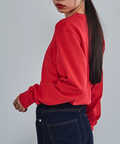 Printstar（プリントスター）の「ライトな厚みが丁度いい【Printstar】premium light crew neck sweat / プレミアム ライトクルーネック スウェット トレーナー 裏毛 裏パイル地 無地 ベーシック 8.4オンス 00219（スウェット・レディース・アイボリー/グレー/ブラック/ホワイト/イエロー/ブルー/ネイビー/グリーン/パープル/ライトベージュ/スカイブルー/バーガンディー/ピンク/レッド/ダークグリーン・L/XL/S/M/2XL）」の16枚目の写真