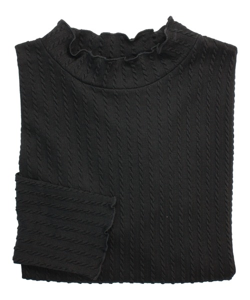 BELLUNA（ベルーナ）の「ふんわりケーブル柄ハイネックプルオーバー（Tシャツ/カットソー・レディース・ブラック/オフホワイト/パープル系その他/モカ/杢グレー・MEDIUM/LARGE/X-LARGE）」の19枚目の写真