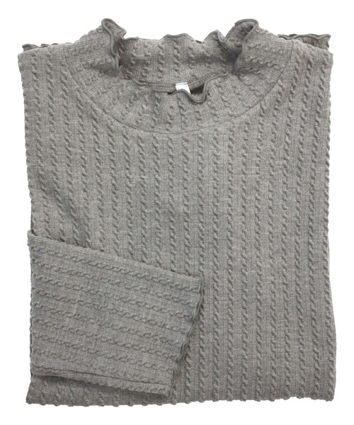 BELLUNA（ベルーナ）の「ふんわりケーブル柄ハイネックプルオーバー（Tシャツ/カットソー・レディース・ブラック/オフホワイト/パープル系その他/モカ/杢グレー・MEDIUM/LARGE/X-LARGE）」の20枚目の写真