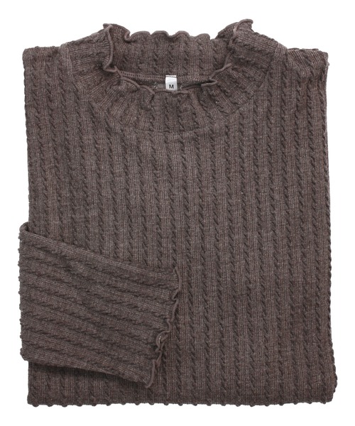 BELLUNA（ベルーナ）の「ふんわりケーブル柄ハイネックプルオーバー（Tシャツ/カットソー・レディース・ブラック/オフホワイト/パープル系その他/モカ/杢グレー・MEDIUM/LARGE/X-LARGE）」の21枚目の写真