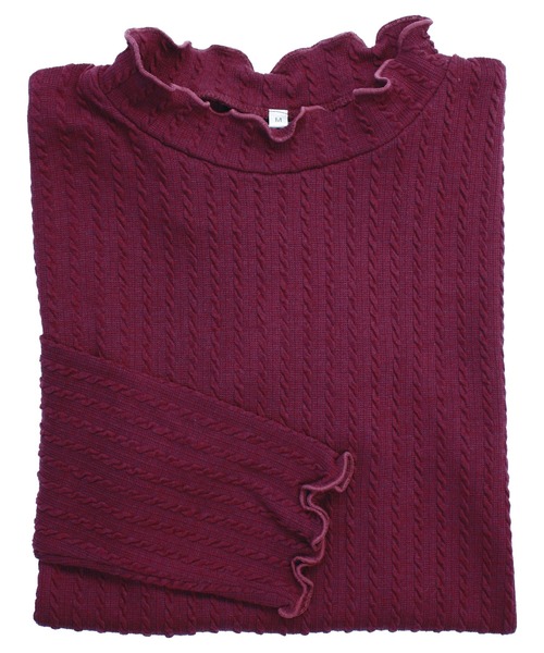 BELLUNA（ベルーナ）の「ふんわりケーブル柄ハイネックプルオーバー（Tシャツ/カットソー・レディース・ブラック/オフホワイト/パープル系その他/モカ/杢グレー・MEDIUM/LARGE/X-LARGE）」の22枚目の写真