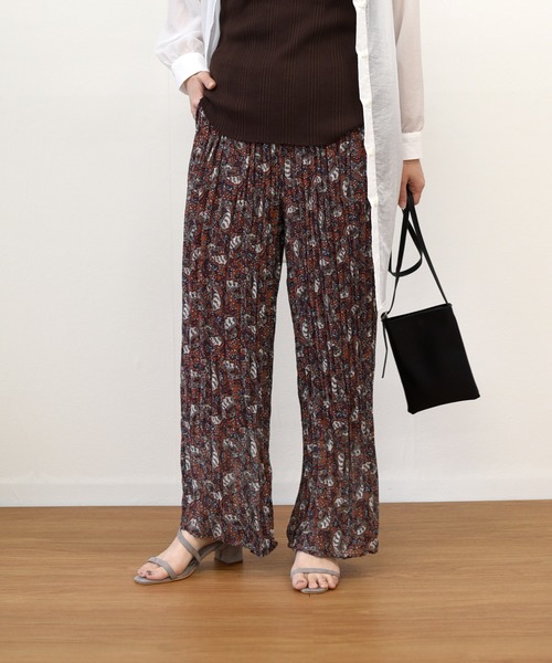 LHELBIE(レルビエ)の「ペイズリーシフォンプリーツパンツ(その他パンツ)」|オレンジ