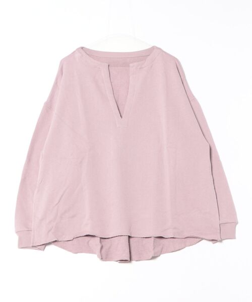 STYLEBLOCK（スタイルブロック）の「裏毛スウェットビッグシルエットキーネック（Tシャツ/カットソー・レディース・モカ/ブルー/ベージュ/ピンク/カーキ・M）」の5枚目の写真