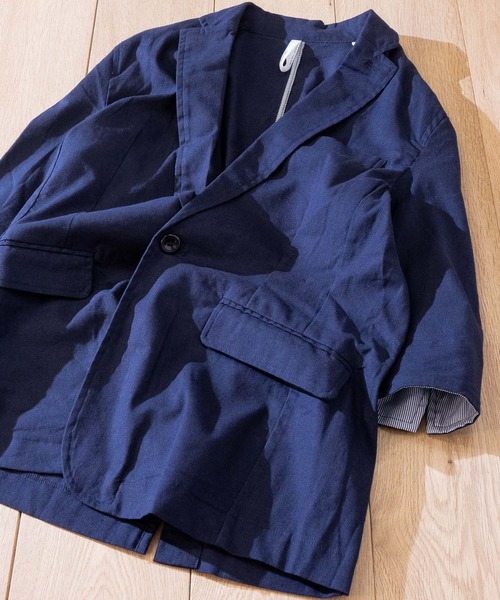 JOHN'S CLOSET（ジョンズクローゼット）の「【i】綿麻ストレッチ7分テーラードジャケット（テーラードジャケット・メンズ・ベージュ/ブラック/ネイビー/キナリ/カーキ・X-LARGE/MEDIUM/LARGE）」の5枚目の写真