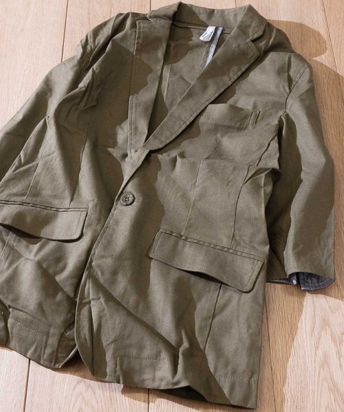 JOHN'S CLOSET（ジョンズクローゼット）の「【i】綿麻ストレッチ7分テーラードジャケット（テーラードジャケット・メンズ・ベージュ/ブラック/ネイビー/キナリ/カーキ・X-LARGE/MEDIUM/LARGE）」の4枚目の写真