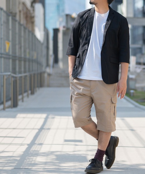 JOHN'S CLOSET（ジョンズクローゼット）の「【i】綿麻ストレッチ7分テーラードジャケット（テーラードジャケット・メンズ・ベージュ/ブラック/ネイビー/キナリ/カーキ・X-LARGE/MEDIUM/LARGE）」の7枚目の写真