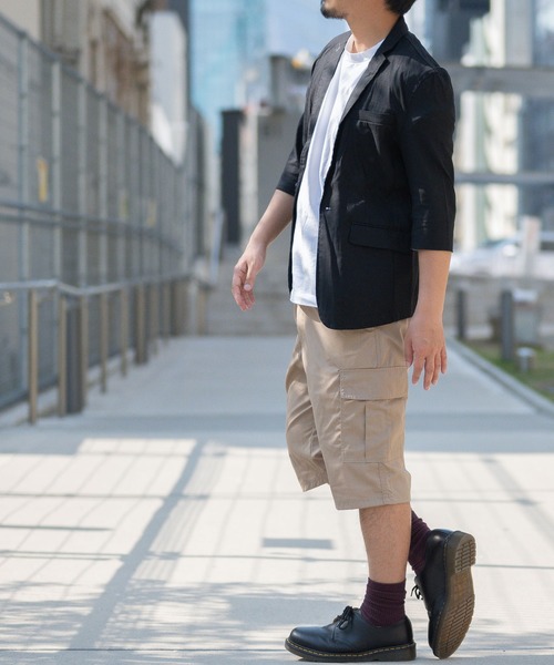 JOHN'S CLOSET（ジョンズクローゼット）の「【i】綿麻ストレッチ7分テーラードジャケット（テーラードジャケット・メンズ・ベージュ/ブラック/ネイビー/キナリ/カーキ・X-LARGE/MEDIUM/LARGE）」の9枚目の写真