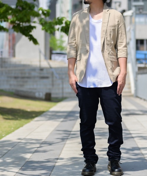 JOHN'S CLOSET（ジョンズクローゼット）の「【i】綿麻ストレッチ7分テーラードジャケット（テーラードジャケット・メンズ・ベージュ/ブラック/ネイビー/キナリ/カーキ・X-LARGE/MEDIUM/LARGE）」の15枚目の写真