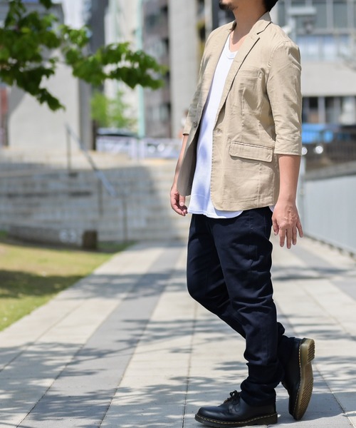 JOHN'S CLOSET（ジョンズクローゼット）の「【i】綿麻ストレッチ7分テーラードジャケット（テーラードジャケット・メンズ・ベージュ/ブラック/ネイビー/キナリ/カーキ・X-LARGE/MEDIUM/LARGE）」の12枚目の写真