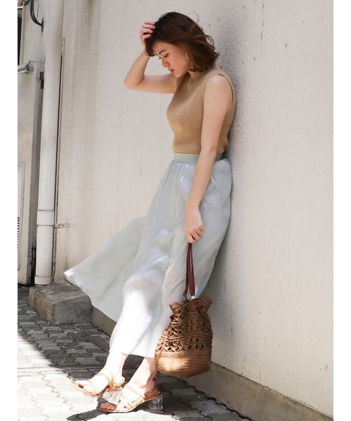 dazzlin（ダズリン）の「ミラーリングプリーツマキシスカート（スカート・レディース・ベージュ/オレンジ/ブルー・FREE）」の6枚目の写真