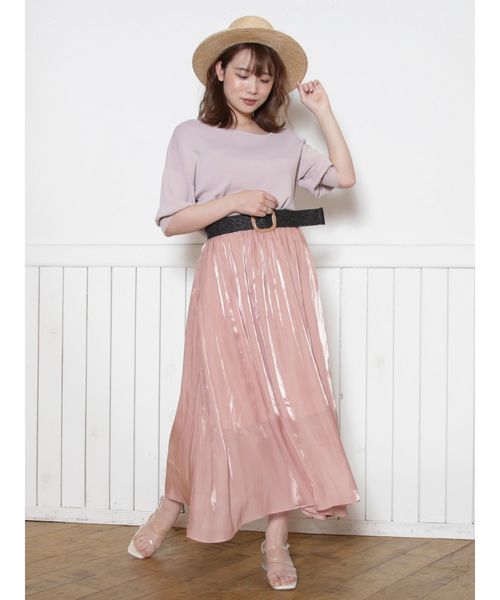 dazzlin（ダズリン）の「ミラーリングプリーツマキシスカート（スカート・レディース・ベージュ/オレンジ/ブルー・FREE）」の19枚目の写真