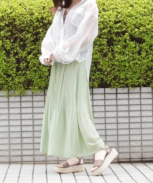 PairPair（ペアペア）の「シアーボリュームスリーブブラウス（シャツ/ブラウス・レディース・ブルー/スモークピンク/ミント/オフホワイト・FREE）」の21枚目の写真