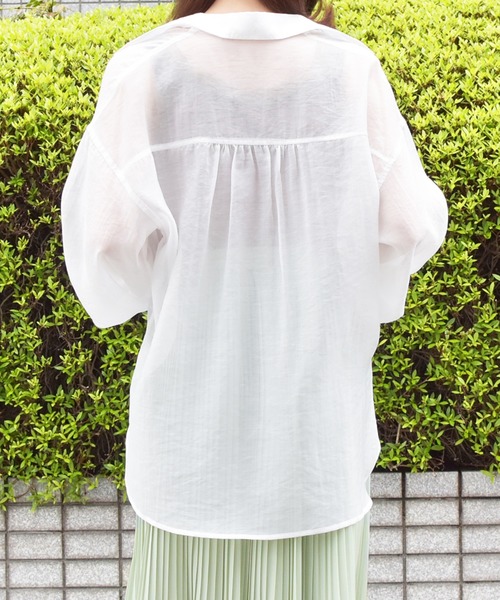 PairPair（ペアペア）の「シアーボリュームスリーブブラウス（シャツ/ブラウス・レディース・ブルー/スモークピンク/ミント/オフホワイト・FREE）」の8枚目の写真