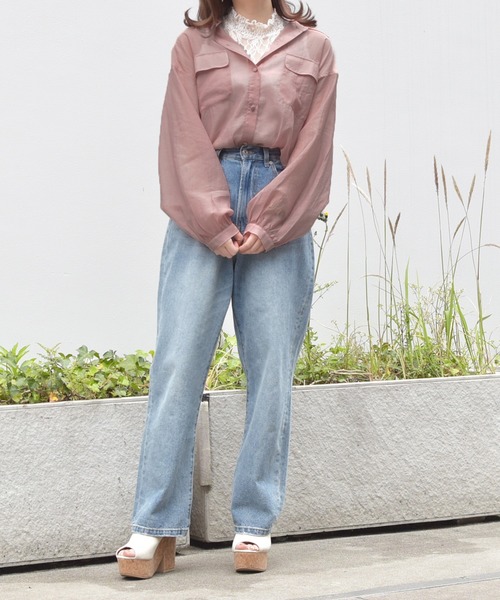 PairPair（ペアペア）の「シアーボリュームスリーブブラウス（シャツ/ブラウス・レディース・ブルー/スモークピンク/ミント/オフホワイト・FREE）」の22枚目の写真