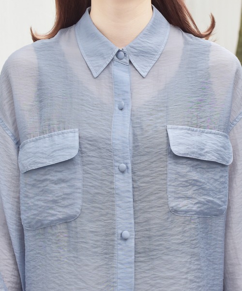 PairPair（ペアペア）の「シアーボリュームスリーブブラウス（シャツ/ブラウス・レディース・ブルー/スモークピンク/ミント/オフホワイト・FREE）」の10枚目の写真