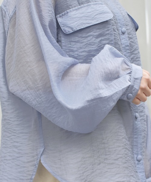 PairPair（ペアペア）の「シアーボリュームスリーブブラウス（シャツ/ブラウス・レディース・ブルー/スモークピンク/ミント/オフホワイト・FREE）」の14枚目の写真