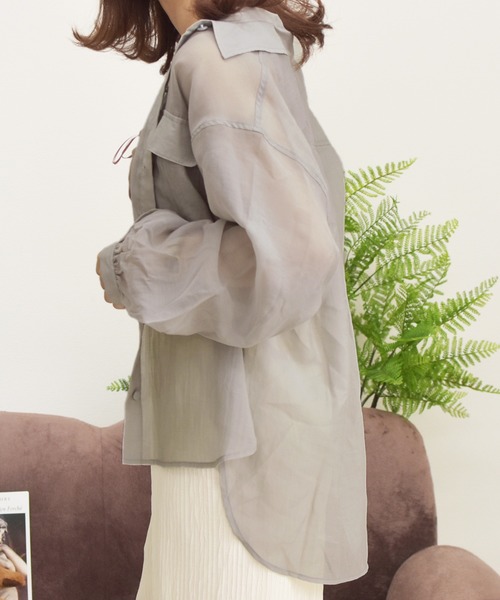 PairPair（ペアペア）の「シアーボリュームスリーブブラウス（シャツ/ブラウス・レディース・ブルー/スモークピンク/ミント/オフホワイト・FREE）」の17枚目の写真