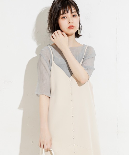 natural couture（ナチュラルクチュール）の「くしゅくしゅシアーブラウス+キャミソールセット（シャツ/ブラウス・レディース・ブラック/サックスブルー/アイボリー/モカ・FREE）」の4枚目の写真