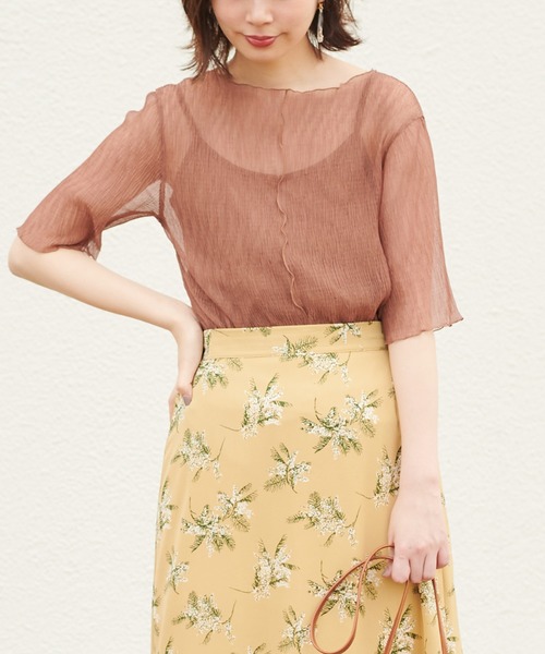 natural couture（ナチュラルクチュール）の「くしゅくしゅシアーブラウス+キャミソールセット（シャツ/ブラウス・レディース・ブラック/サックスブルー/アイボリー/モカ・FREE）」の3枚目の写真