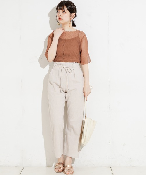 natural couture（ナチュラルクチュール）の「くしゅくしゅシアーブラウス+キャミソールセット（シャツ/ブラウス・レディース・ブラック/サックスブルー/アイボリー/モカ・FREE）」の11枚目の写真