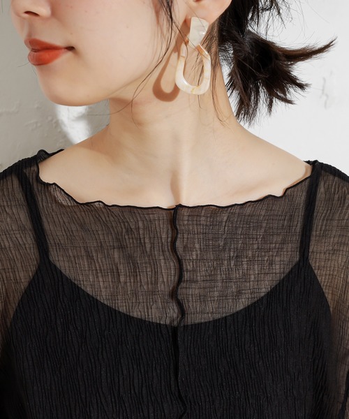 natural couture（ナチュラルクチュール）の「くしゅくしゅシアーブラウス+キャミソールセット（シャツ/ブラウス・レディース・ブラック/サックスブルー/アイボリー/モカ・FREE）」の20枚目の写真