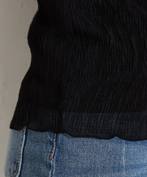 natural couture（ナチュラルクチュール）の「くしゅくしゅシアーブラウス+キャミソールセット（シャツ/ブラウス・レディース・ブラック/サックスブルー/アイボリー/モカ・FREE）」の22枚目の写真