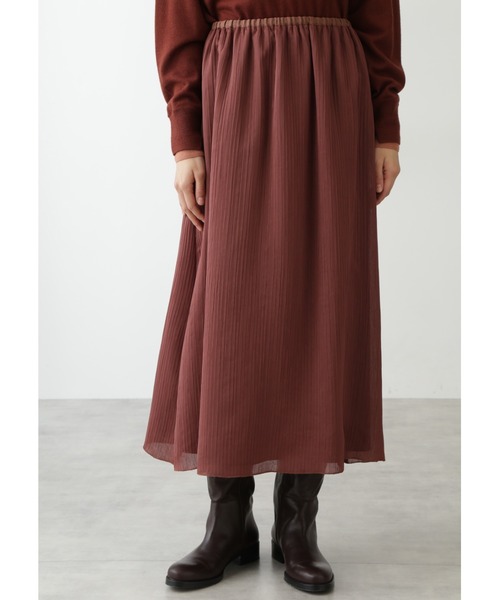 human woman(ヒューマンウーマン)の「ダブル楊柳スカート(スカート・レディース・ブラウン/ネイビー・SMALL/MEDIUM)」の1枚目の写真