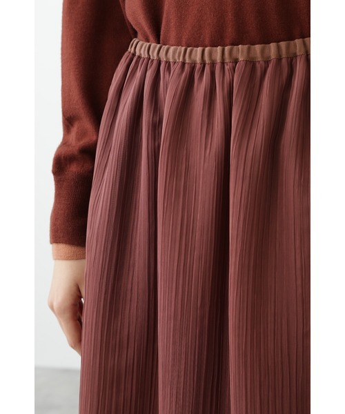 human woman(ヒューマンウーマン)の「ダブル楊柳スカート(スカート・レディース・ブラウン/ネイビー・SMALL/MEDIUM)」の4枚目の写真