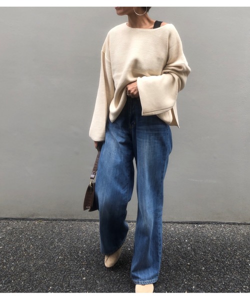 ulu（ウル）の「Bell sleeve knite（ニット/セーター・レディース・アイボリー/ブラック・FREE）」の4枚目の写真