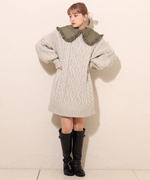 one after another NICE CLAUP(ワンアフターアナザーナイスクラップ)の「フリル大きな襟ブラウス(シャツ/ブラウス・レディース・ブラック/オフホワイト/モカ・FREE)」の9枚目の写真