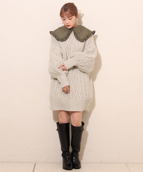 one after another NICE CLAUP(ワンアフターアナザーナイスクラップ)の「フリル大きな襟ブラウス(シャツ/ブラウス・レディース・ブラック/オフホワイト/モカ・FREE)」の11枚目の写真