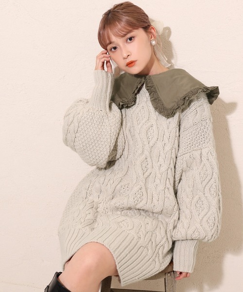 one after another NICE CLAUP(ワンアフターアナザーナイスクラップ)の「フリル大きな襟ブラウス(シャツ/ブラウス・レディース・ブラック/オフホワイト/モカ・FREE)」の12枚目の写真