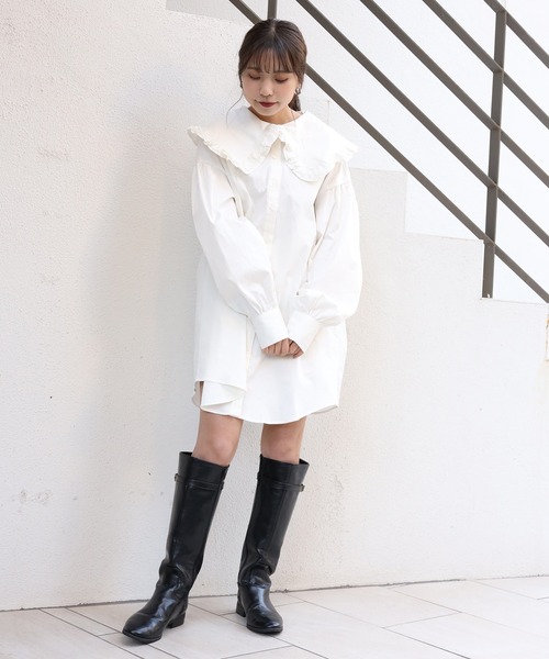 one after another NICE CLAUP(ワンアフターアナザーナイスクラップ)の「フリル大きな襟ブラウス(シャツ/ブラウス・レディース・ブラック/オフホワイト/モカ・FREE)」の14枚目の写真