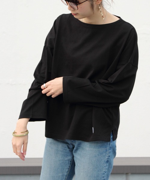 ORCIVAL（オーシバル）の「ORCIVAL/オーシバル　ドロップショルダー　ソリッド　40/2 D/S SOLID RC9214（Tシャツ/カットソー・レディース・ホワイト/ブラック/ナチュラル・1）」の2枚目の写真