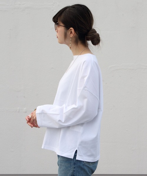 ORCIVAL（オーシバル）の「ORCIVAL/オーシバル　ドロップショルダー　ソリッド　40/2 D/S SOLID RC9214（Tシャツ/カットソー・レディース・ホワイト/ブラック/ナチュラル・1）」の5枚目の写真