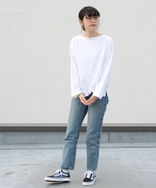 ORCIVAL（オーシバル）の「ORCIVAL/オーシバル　ドロップショルダー　ソリッド　40/2 D/S SOLID RC9214（Tシャツ/カットソー・レディース・ホワイト/ブラック/ナチュラル・1）」の7枚目の写真