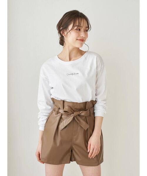 earth music&ecology(アースミュージックアンドエコロジー)の「Gratefullness ロゴプルオーバー *(Tシャツ/カットソー・レディース・ピンクベージュ/チャコールグレー/ブラウン/ホワイト・FREE)」の5枚目の写真