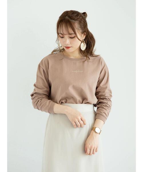 earth music&ecology(アースミュージックアンドエコロジー)の「Gratefullness ロゴプルオーバー *(Tシャツ/カットソー・レディース・ピンクベージュ/チャコールグレー/ブラウン/ホワイト・FREE)」の7枚目の写真