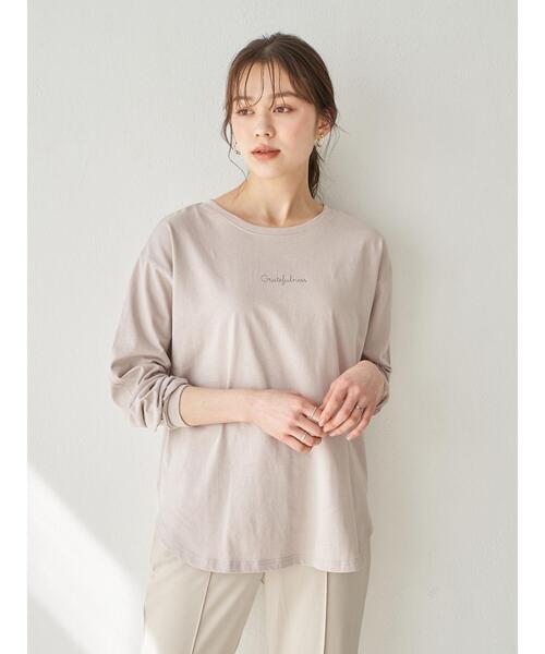 earth music&ecology(アースミュージックアンドエコロジー)の「Gratefullness ロゴプルオーバー *(Tシャツ/カットソー・レディース・ピンクベージュ/チャコールグレー/ブラウン/ホワイト・FREE)」の8枚目の写真