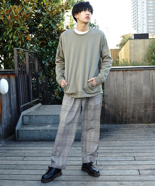 Blue Standard (ブルースタンダード)の「【BLUE STANDARD】チェックパンツ ワイドパンツ ウエストゴム/イージーパンツ仕様(その他パンツ・メンズ・ベージュ/ネイビー/グレー・MEDIUM/LARGE/X-LARGE)」の4枚目の写真