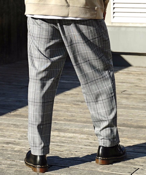 Blue Standard (ブルースタンダード)の「【BLUE STANDARD】チェックパンツ ワイドパンツ ウエストゴム/イージーパンツ仕様(その他パンツ・メンズ・ベージュ/ネイビー/グレー・MEDIUM/LARGE/X-LARGE)」の8枚目の写真