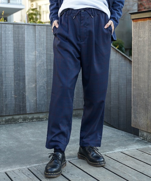 Blue Standard (ブルースタンダード)の「【BLUE STANDARD】チェックパンツ ワイドパンツ ウエストゴム/イージーパンツ仕様(その他パンツ・メンズ・ベージュ/ネイビー/グレー・MEDIUM/LARGE/X-LARGE)」の14枚目の写真