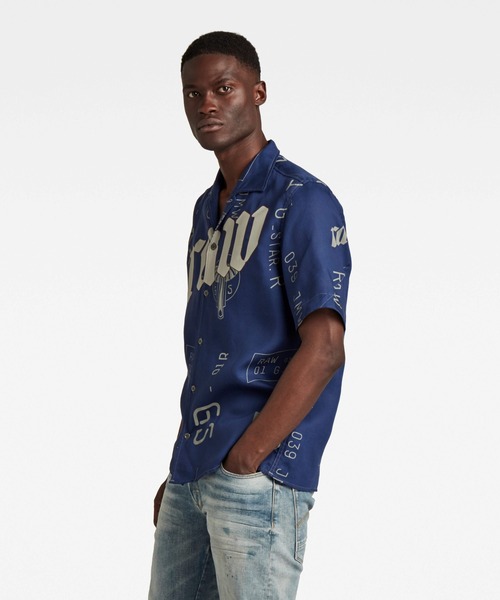 G-STAR（ジースター）の「HAWAIIAN SERVICE REGULAR SHIRT/柄シャツ（シャツ/ブラウス・メンズ・ブルー系その他・X-SMALL/SMALL/MEDIUM/LARGE）」の2枚目の写真