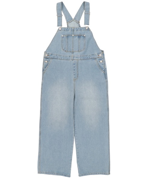 SPINNS（スピンズ）の「【ゆったりシルエット】デニムオーバーオール（サロペット/オーバーオール・レディース・ブルー/サックスブルー/ダークブルー・ONESIZE）」の4枚目の写真