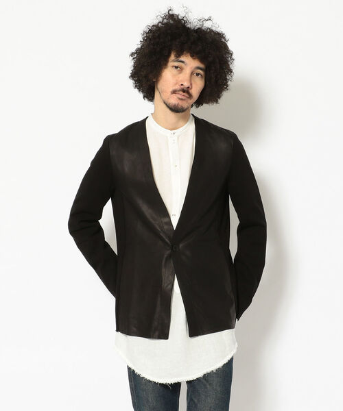 BACKLASH（バックラッシュ）の「ISAMUKATAYAMA BACKLASH/イサムカタヤマ バックラッシュ/別注インディアンゴートxコットンカーディガン（ブルゾン・メンズ・ブラック・MEDIUM）」の2枚目の写真