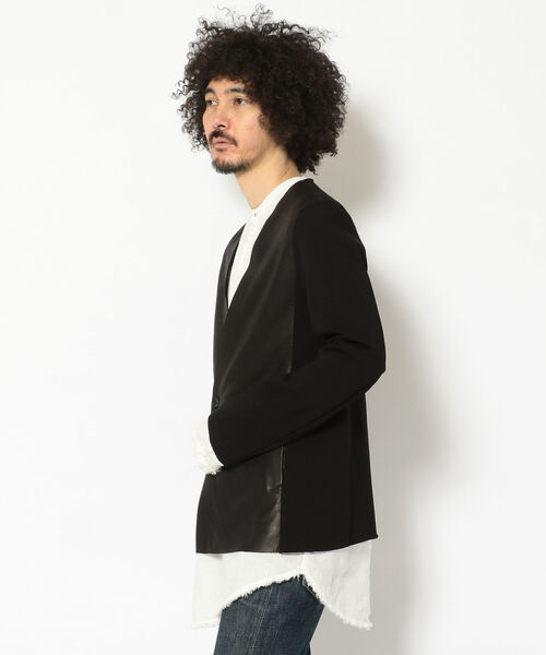 BACKLASH（バックラッシュ）の「ISAMUKATAYAMA BACKLASH/イサムカタヤマ バックラッシュ/別注インディアンゴートxコットンカーディガン（ブルゾン・メンズ・ブラック・MEDIUM）」の3枚目の写真