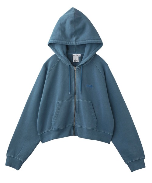 X-girl（エックスガール）の「PIGMENT-DYED ZIP-UP HOODIE（パーカー・レディース・ブラック/ライトブルー/ホワイト・SMALL/MEDIUM）」の8枚目の写真