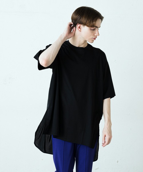 Lui's(ルイス)の「サテン切替カットソー(Tシャツ/カットソー・メンズ・ホワイト/ブラック/サックスブルー・FREE)」の2枚目の写真